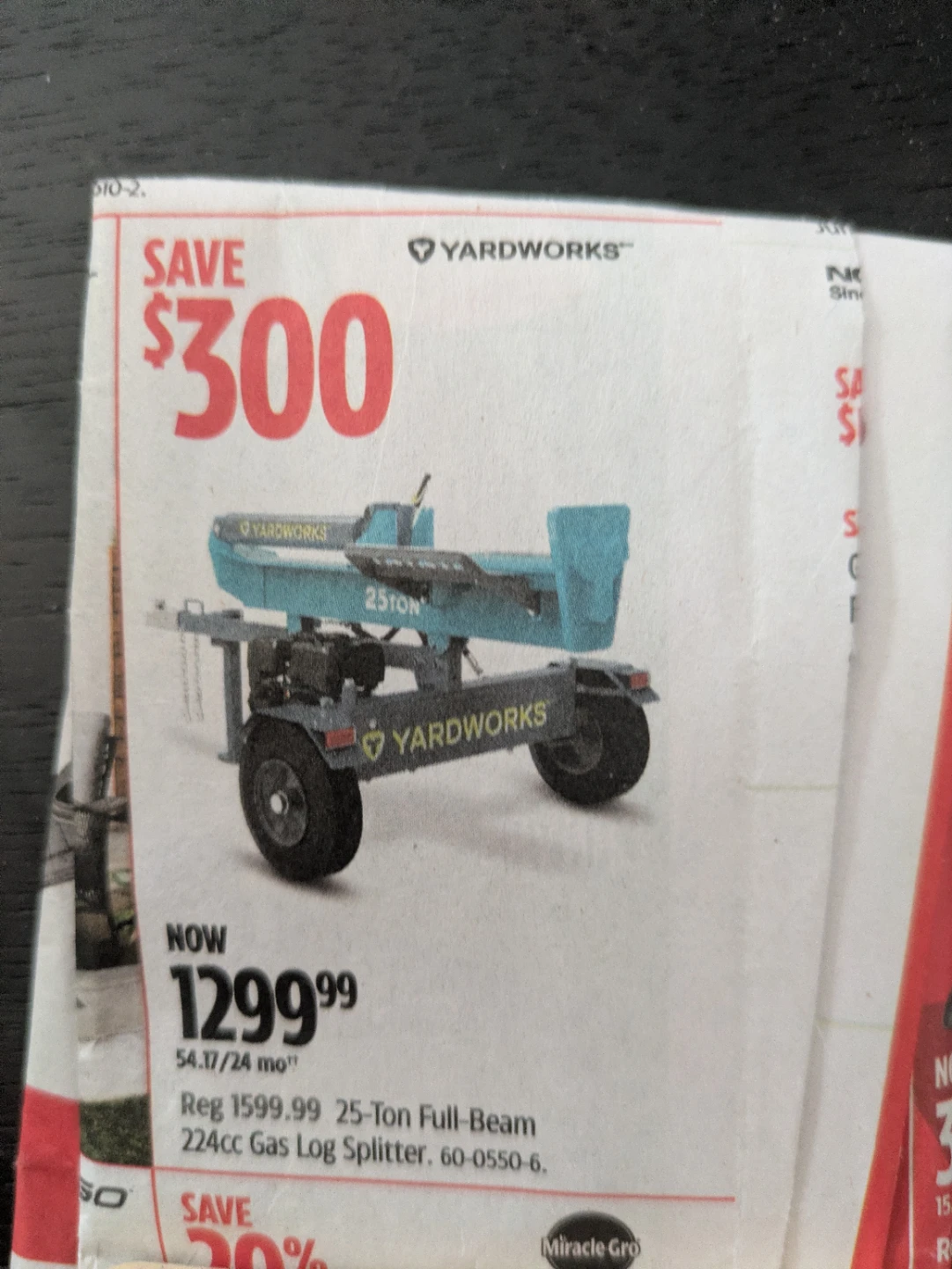 Yardworks 25-Ton Full-Beam Gas Log Splitter