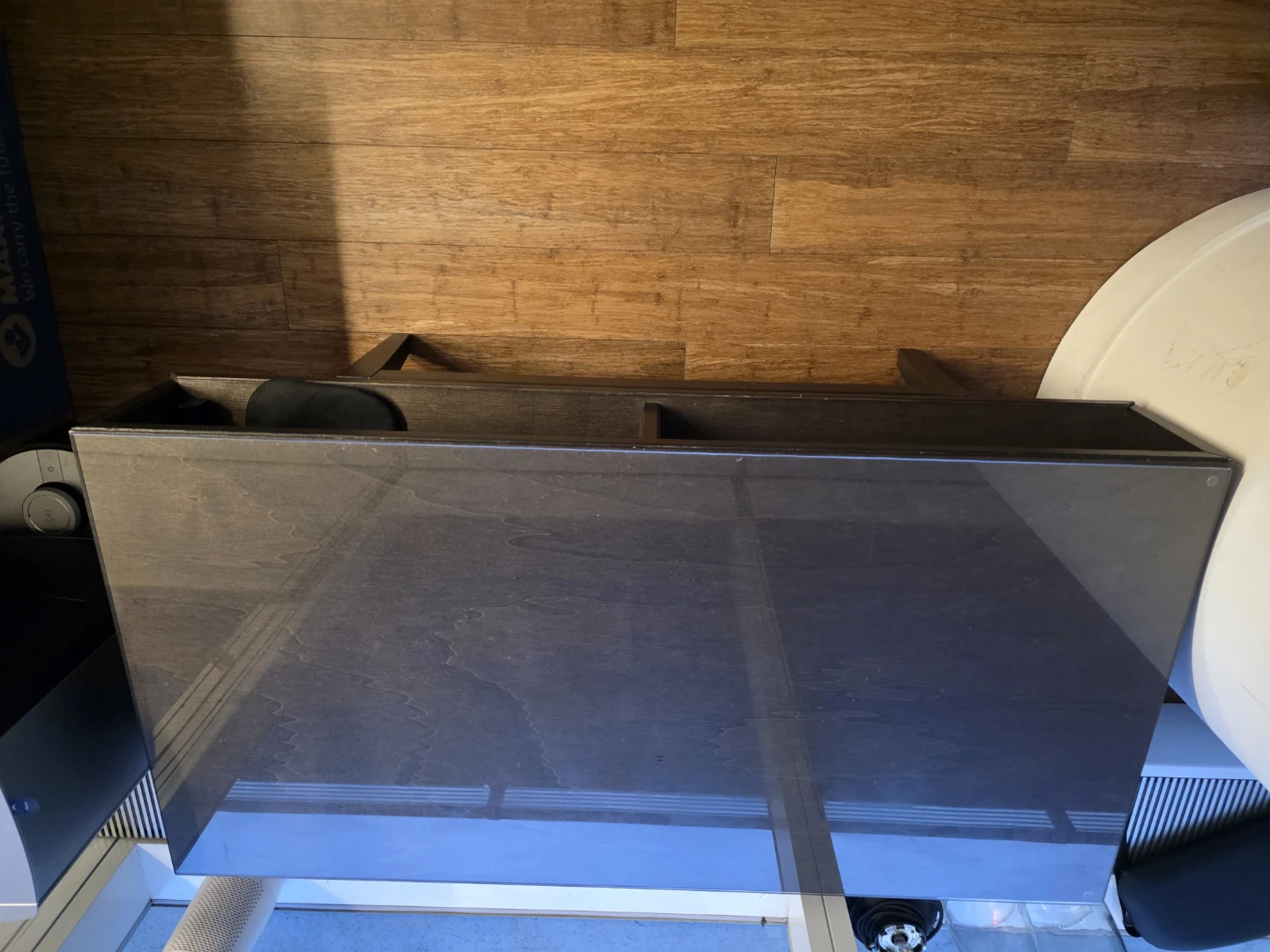 Dark Wood Media Console with Glass Top - photo 2