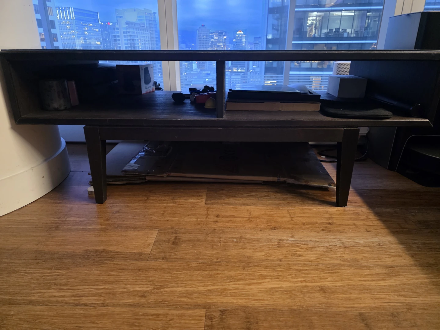 Dark Wood Media Console with Glass Top - photo 3