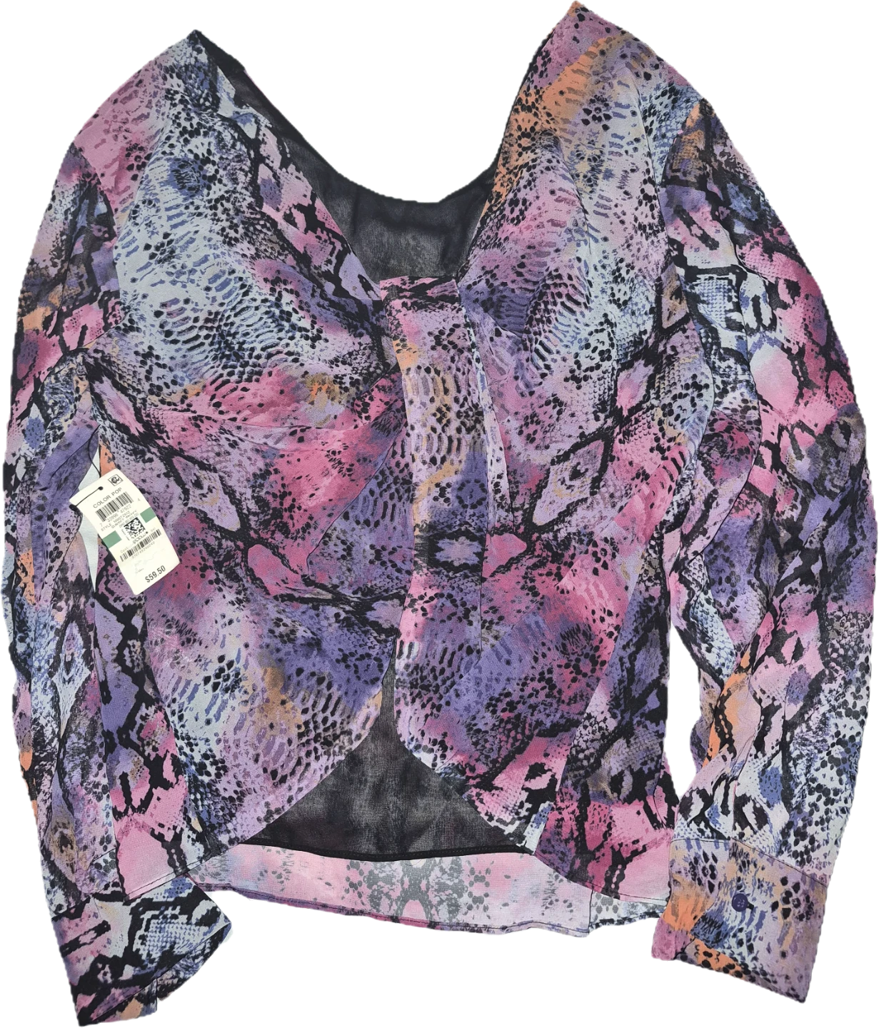 Bright color sheer snakeskin cross top - photo 2