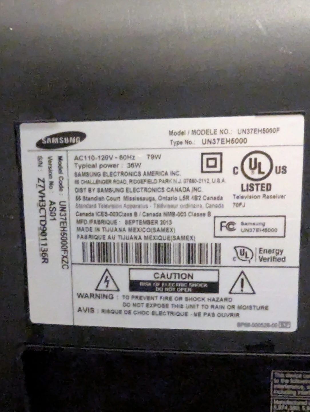 Samsung UN37EH5000 37-inch 1080p HD TV - photo 3