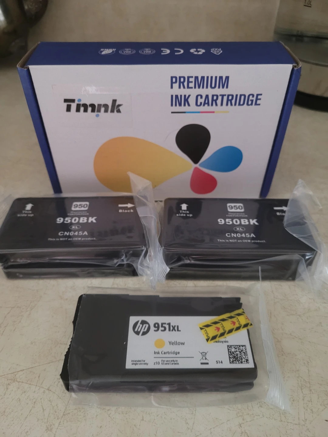 Tinnk 950XL Black & HP 951XL Yellow Ink Cartridges