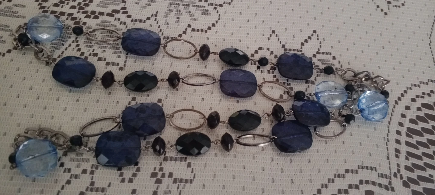 Multi-gemstone (plastic) vintage 🔥and silver-tone link necklace - photo 3