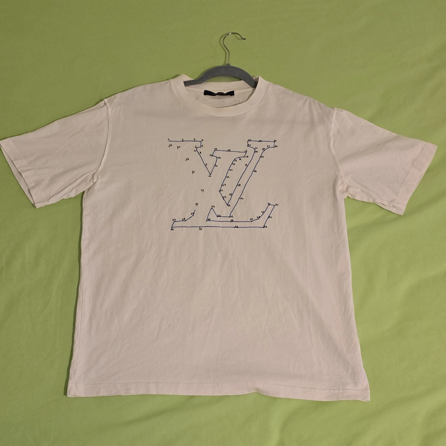 Louis Vuitton White T-Shirt with Dot-to-Dot LV Logo