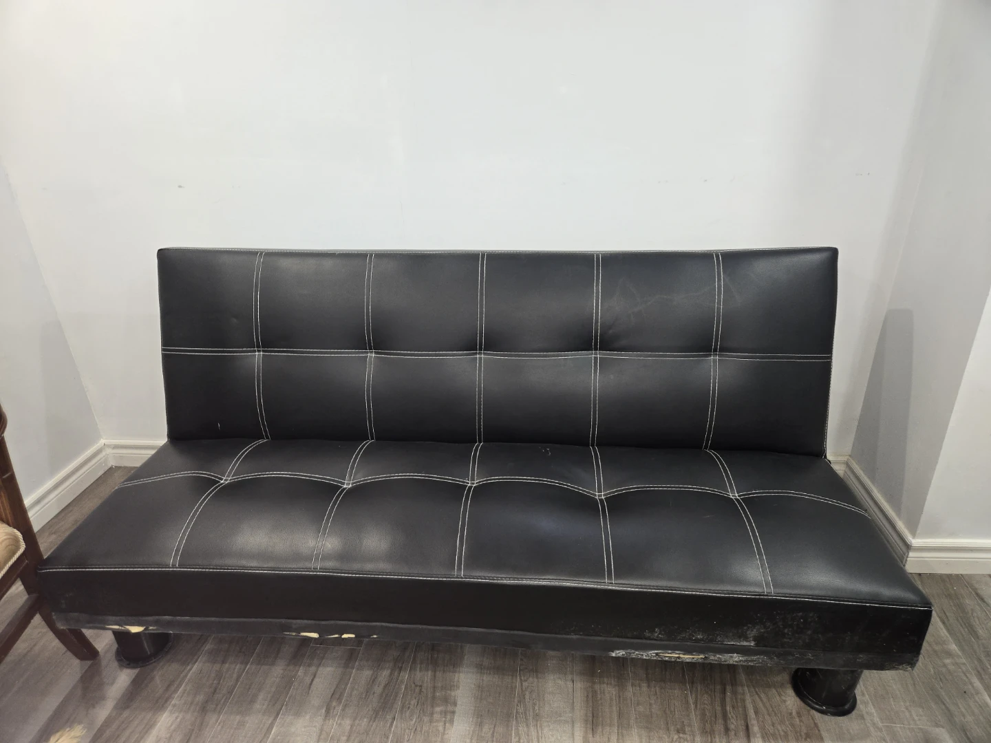 Black Faux Leather Loveseat Sofa