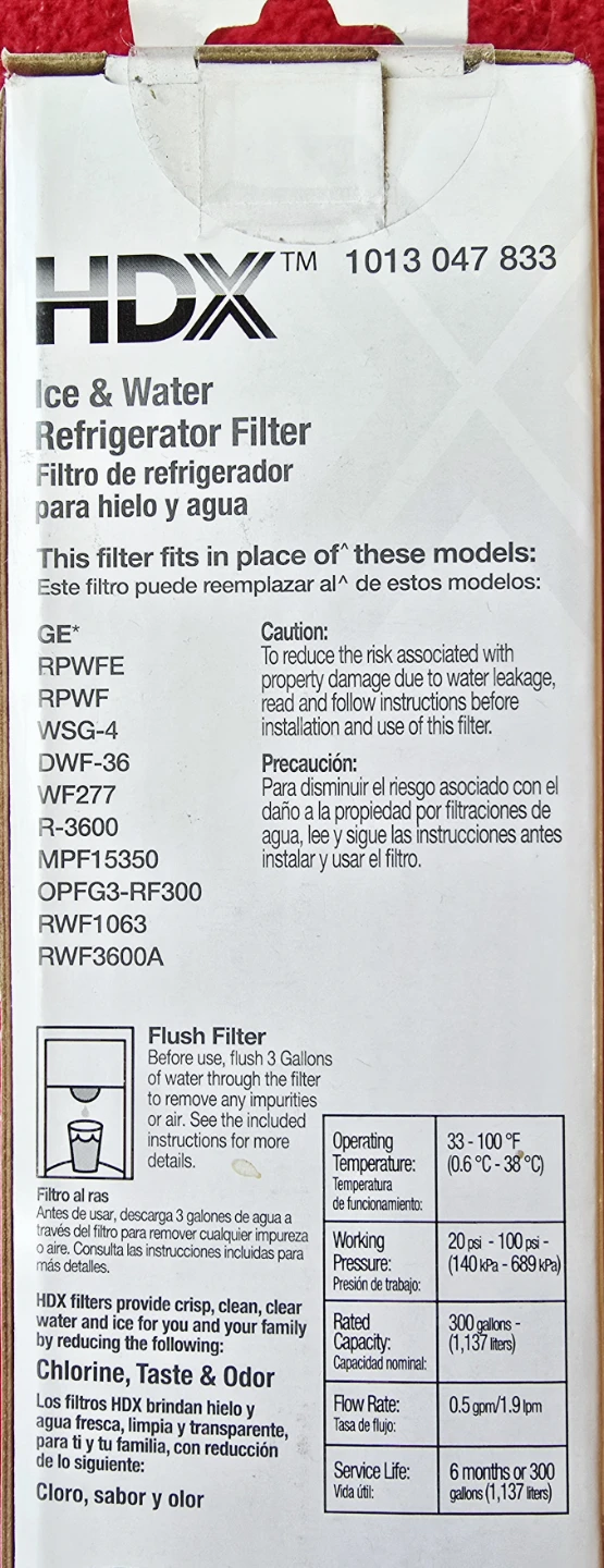 HDX Ice & Water Refrigerator Filter for GE, EQG-2-S (2pk) *NEW* - photo 3
