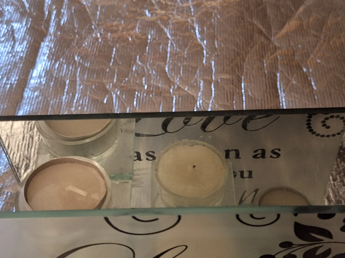 Glass Tealight Holder with "Love as Often as You Can" Decal - photo 2