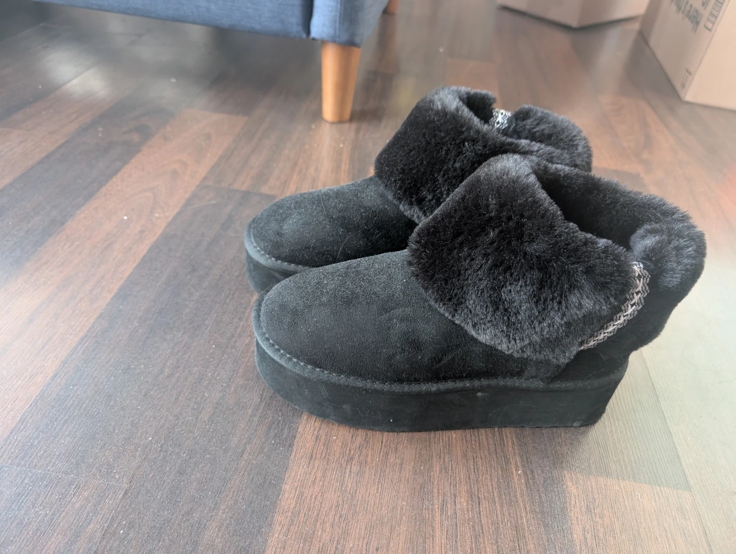 Black Suede & Fur Winter Boots