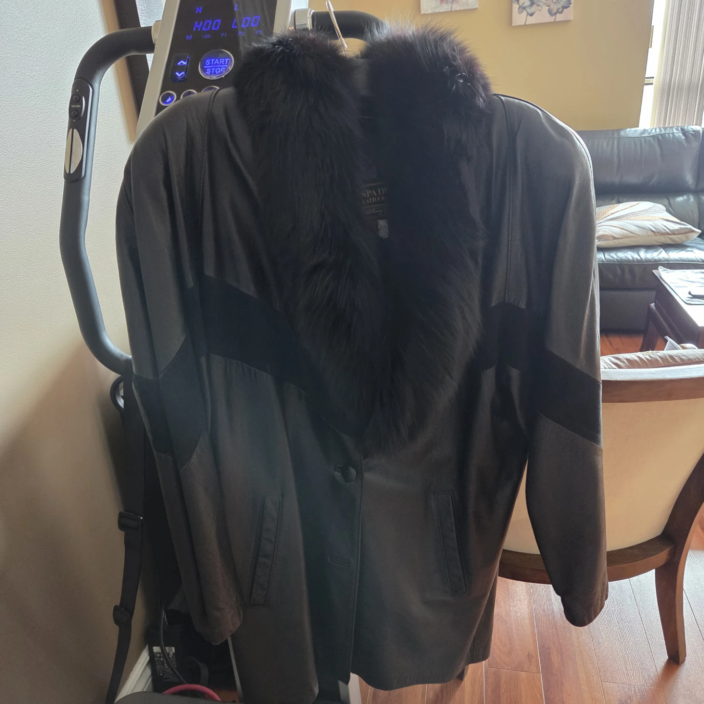 Spadina Leather Coat with Fur Collar - photo 3