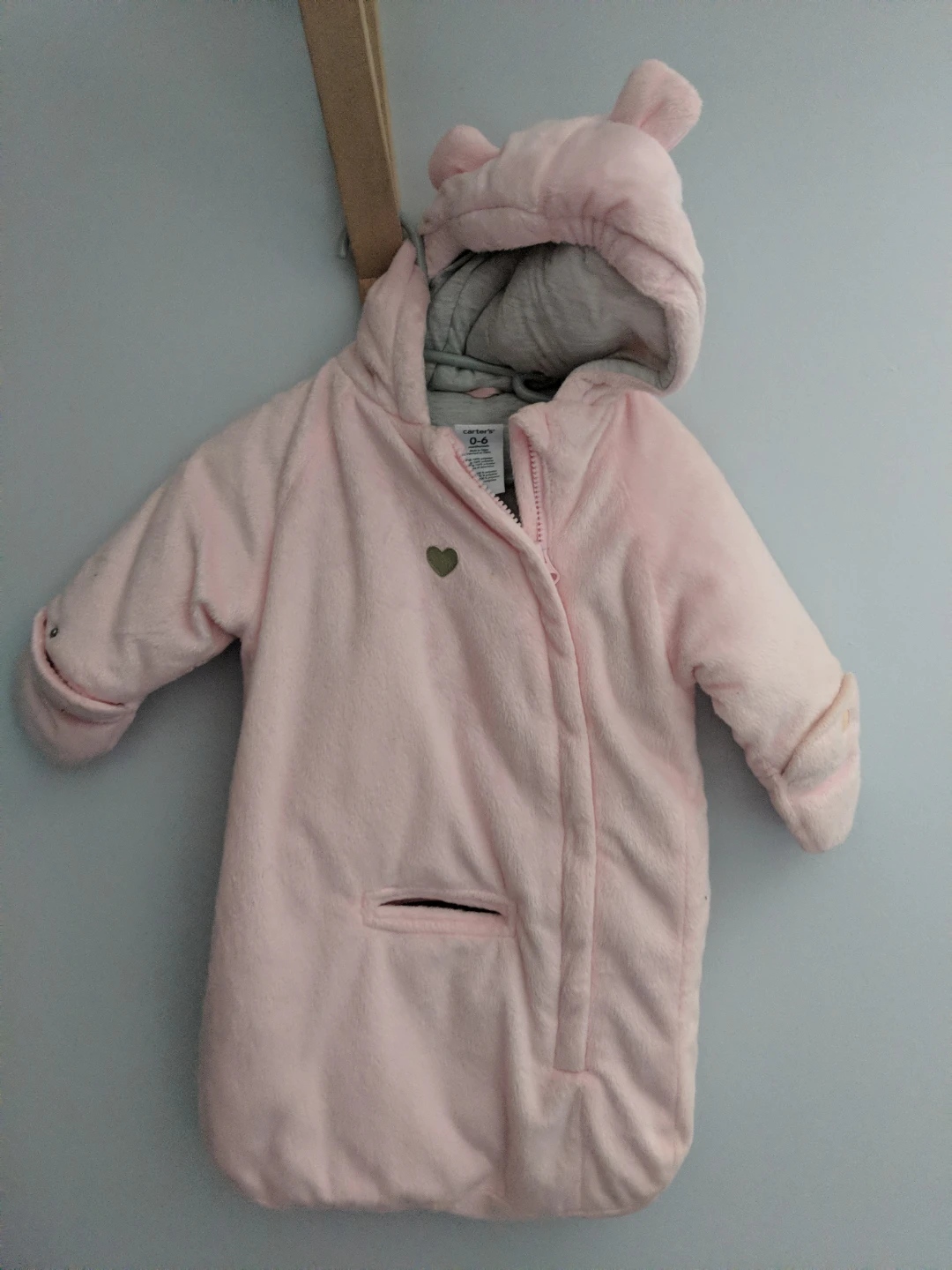 Carter's Baby Pink Fleece Bunting Suit 0-6 Months - photo 2