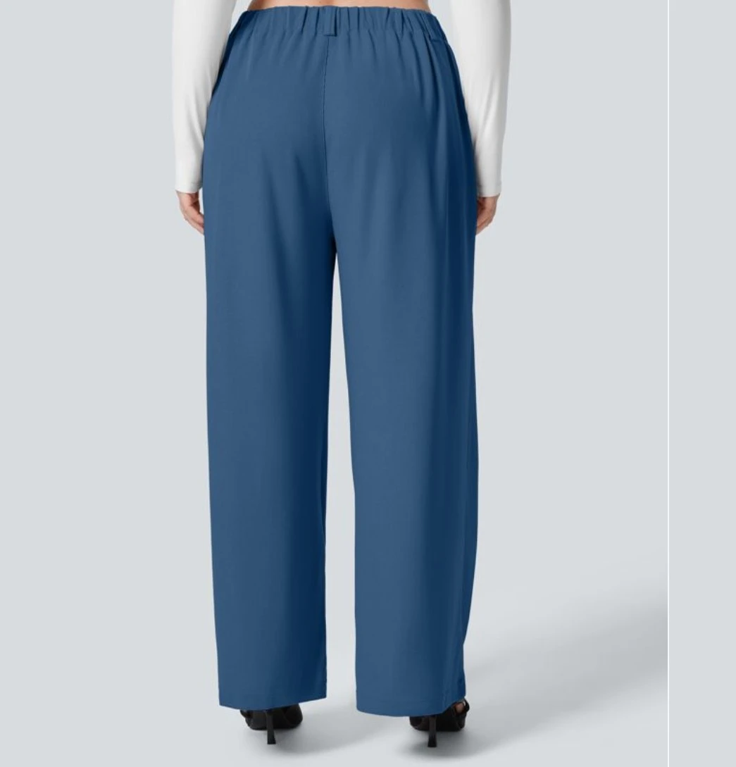 3-Halara Women's High Waisted Wide-Leg Pleated Pants - Blue - photo 3