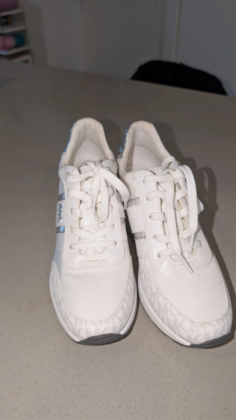 Michael Kors White MK Logo Wedge platform Sneakers Size 8 1/2 - photo 5