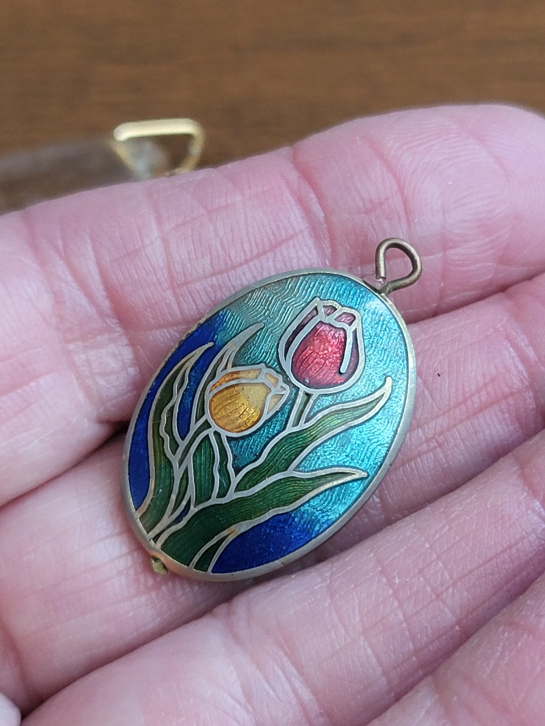 Vintage Enamel Tulip Pendant - photo 2