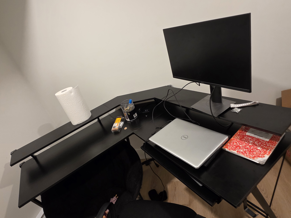 Black Office L shaped Table & Mesh Office Chair - photo 2