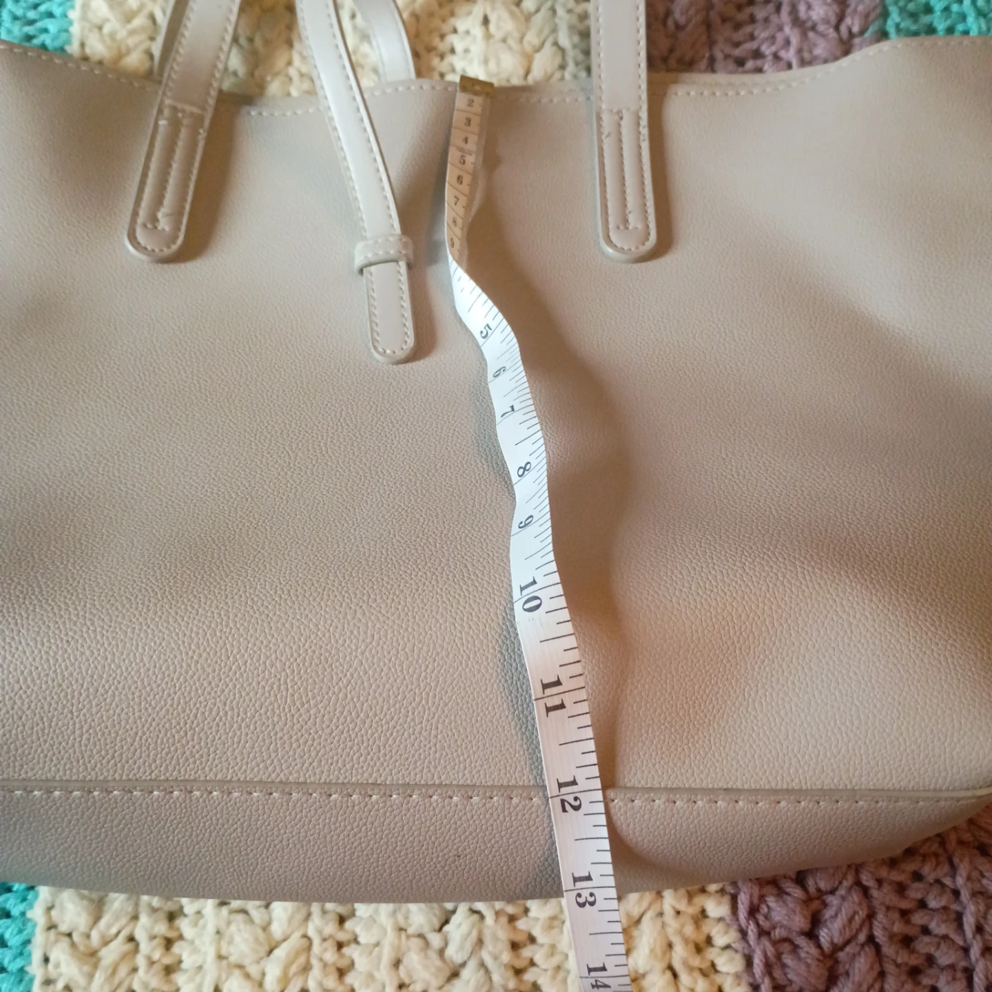 Light Gray Faux Leather Tote Bag - photo 2
