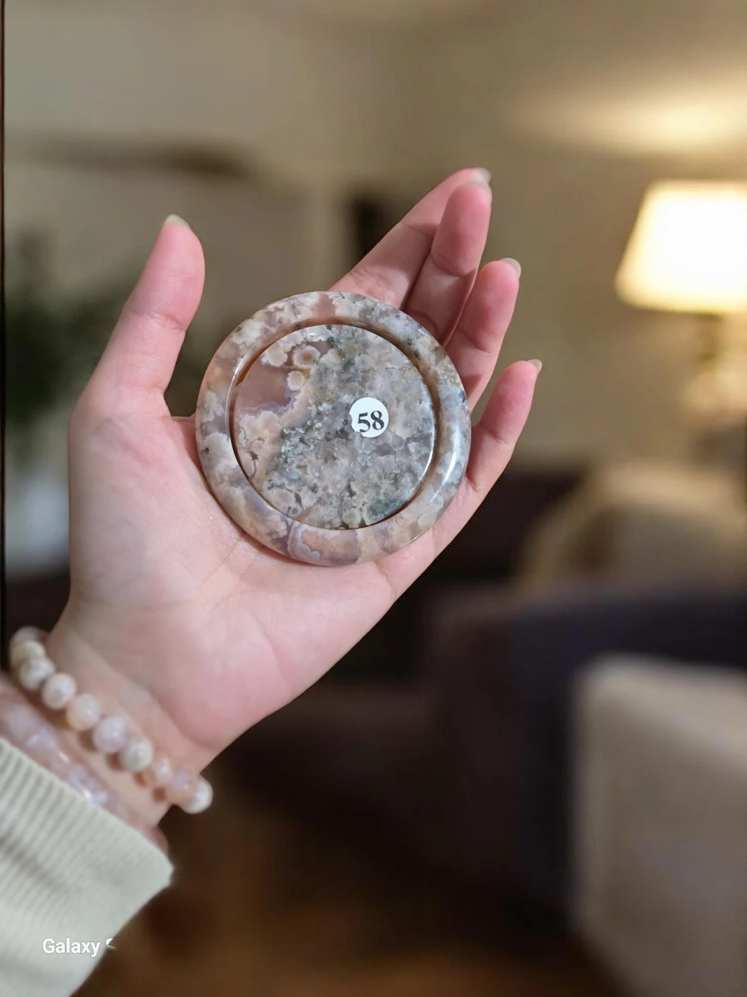 Natural Cherry Blossom Agate Bangle - photo 3