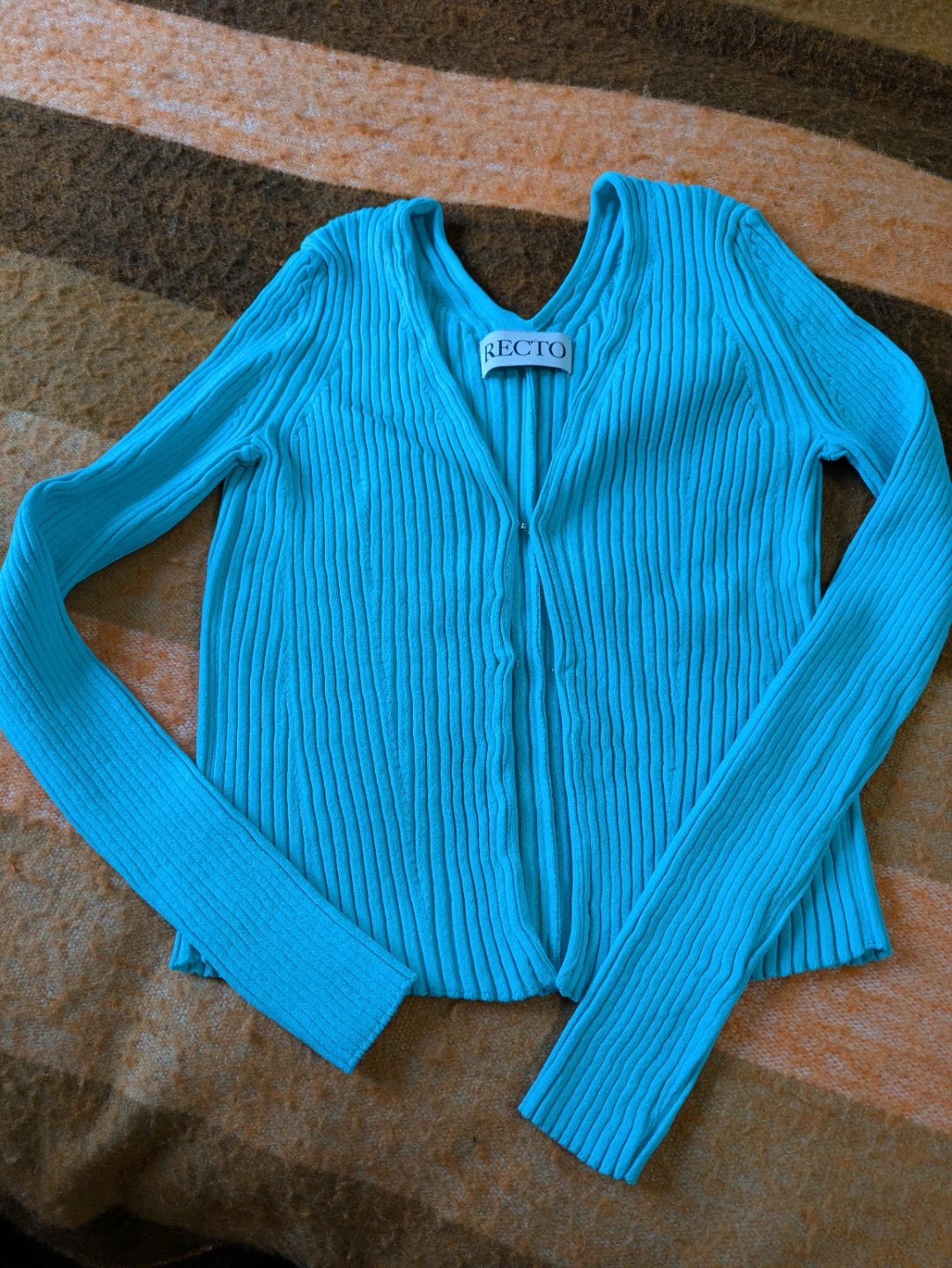 Recto Blue Ribbed Cardigan