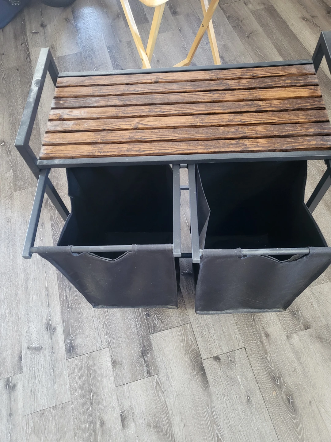 Double Laundry Hamper with Wood Top - photo 3