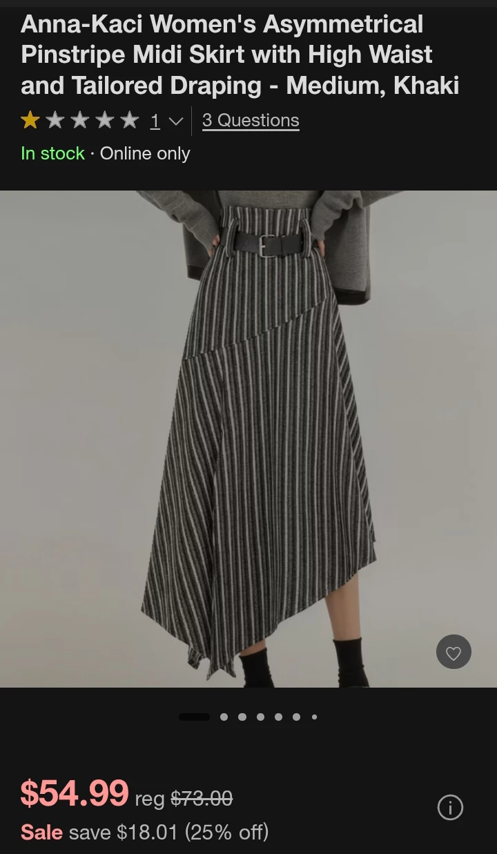 Anna-Kaci Women's Asymmetrical Pinstripe Midi Skirt - Medium