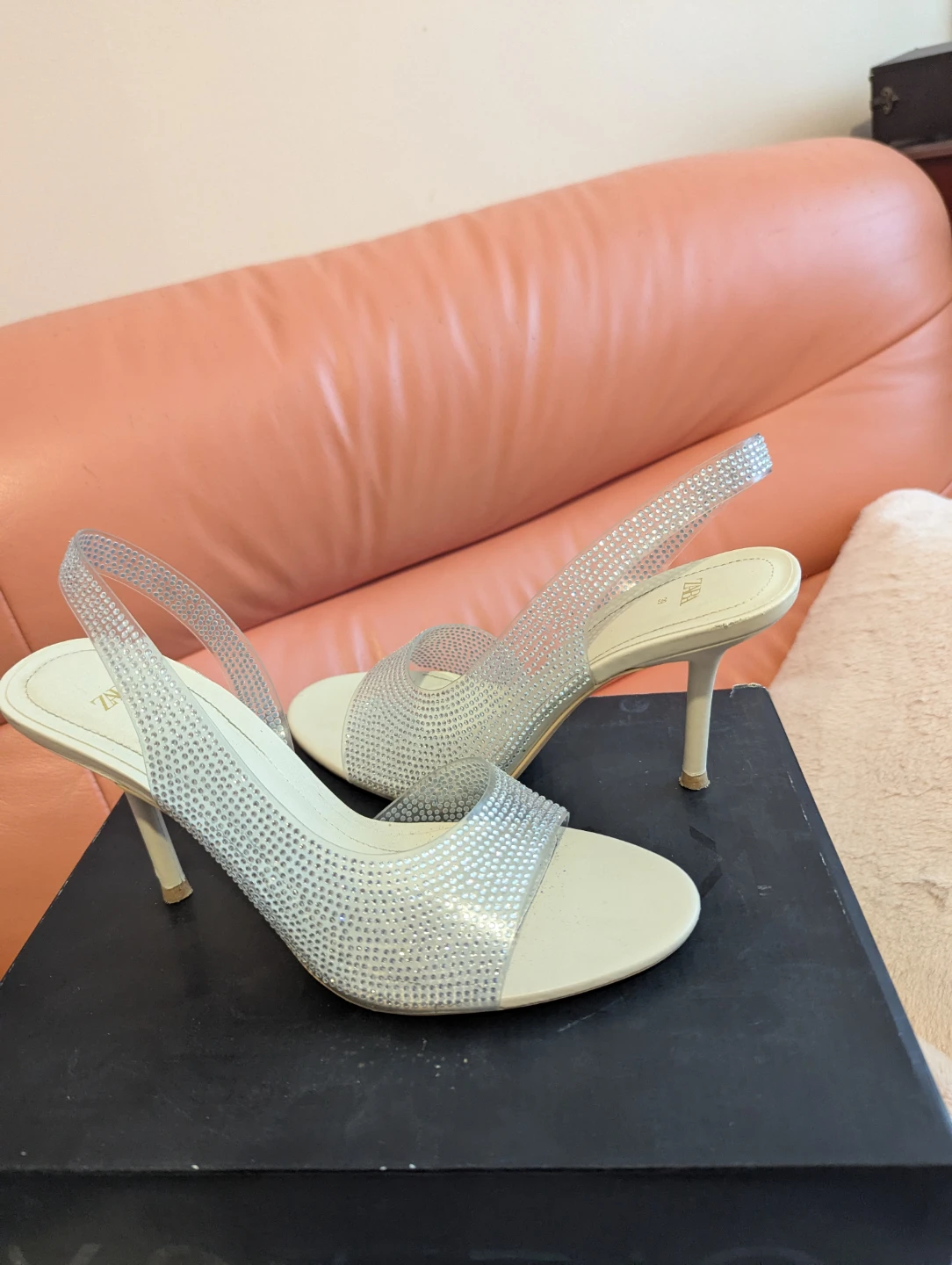 ZARA Slingback Heels with Rhinestones Size 39 - photo 2