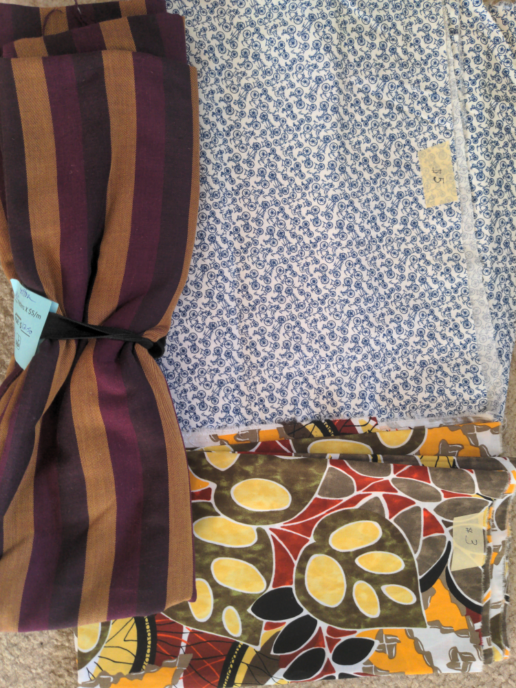 Striped and patterned cotton fabrics for sewing