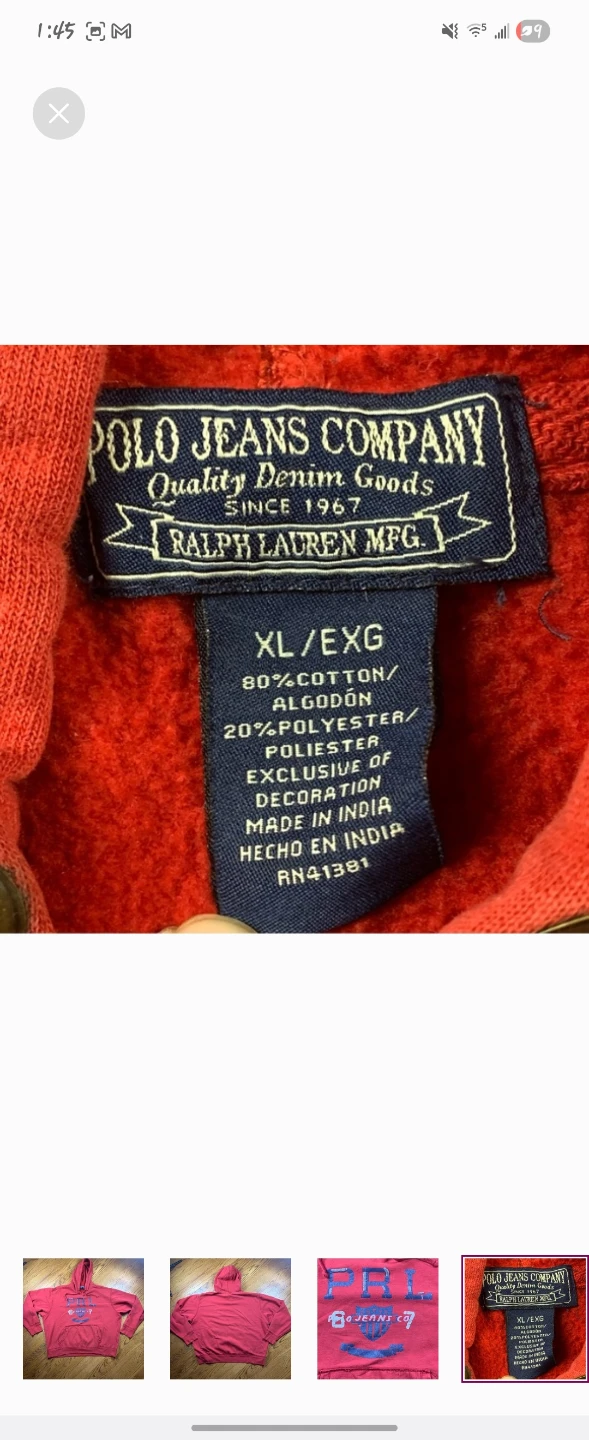PRL by RALPH LAUREN Hoodie Sz XL - photo 2