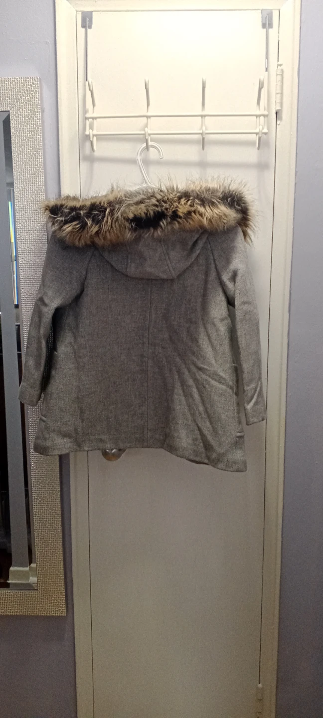 Girls Grey Coat with Fur Hood - Size 10 (140cm) - photo 5