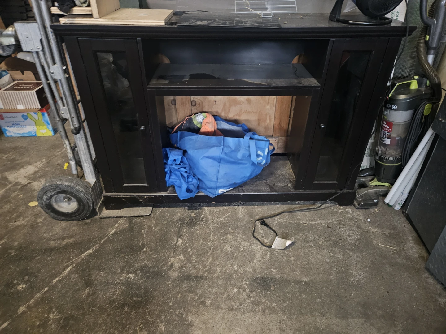 Black Entertainment Unit with Cabinet Doors - photo 2