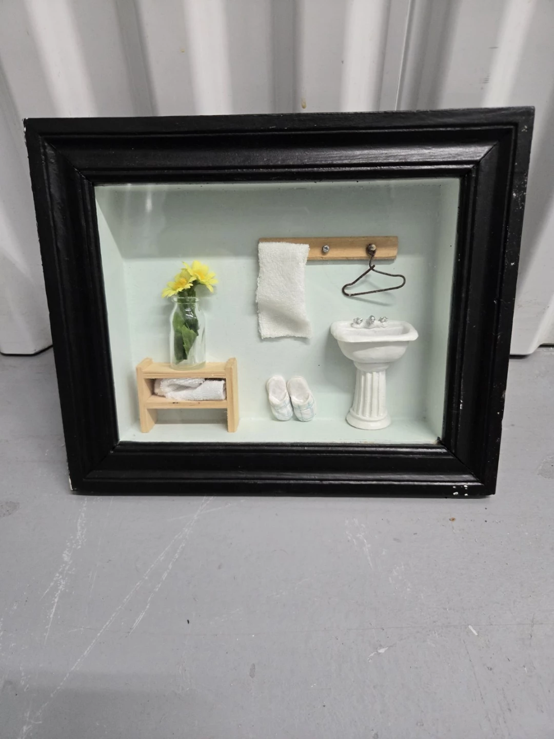 Shadow Box Miniature Bathroom Scene