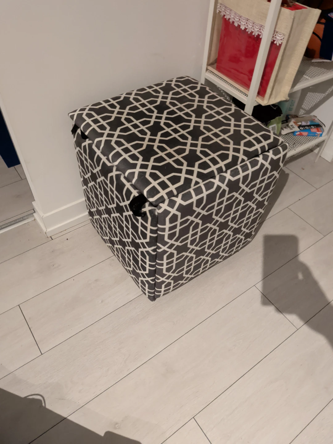 Storage Ottoman with Geometric Pattern