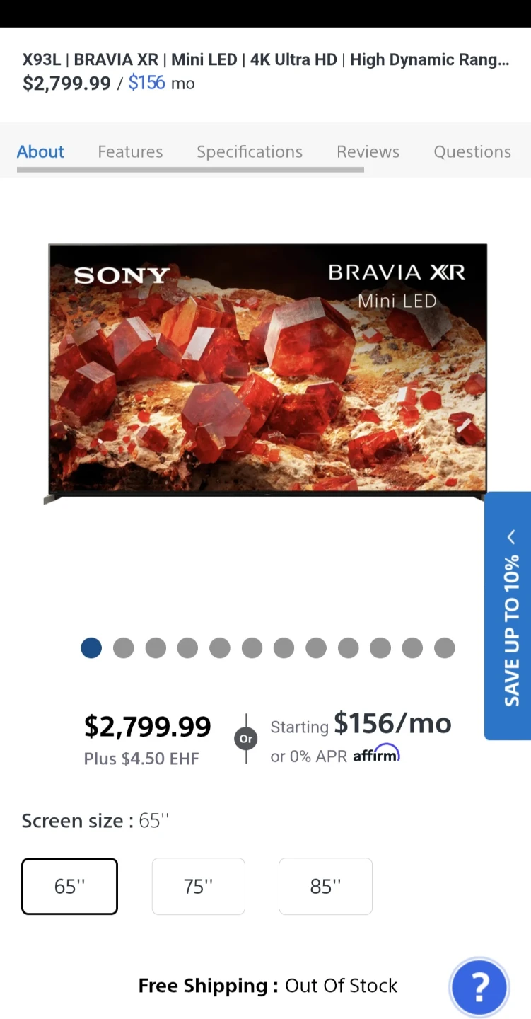 Sony BRAVIA XR Mini LED X93L 65" 4K UHD TV !