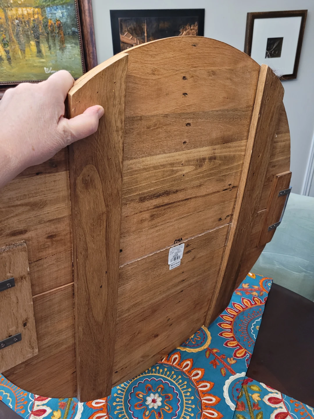 Round Wood Serving Tray with Handles - photo 2