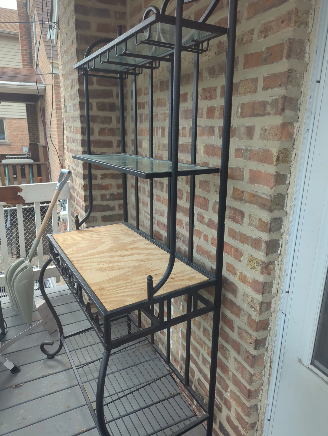 Black Metal Baker's Rack with Glass Shelves
