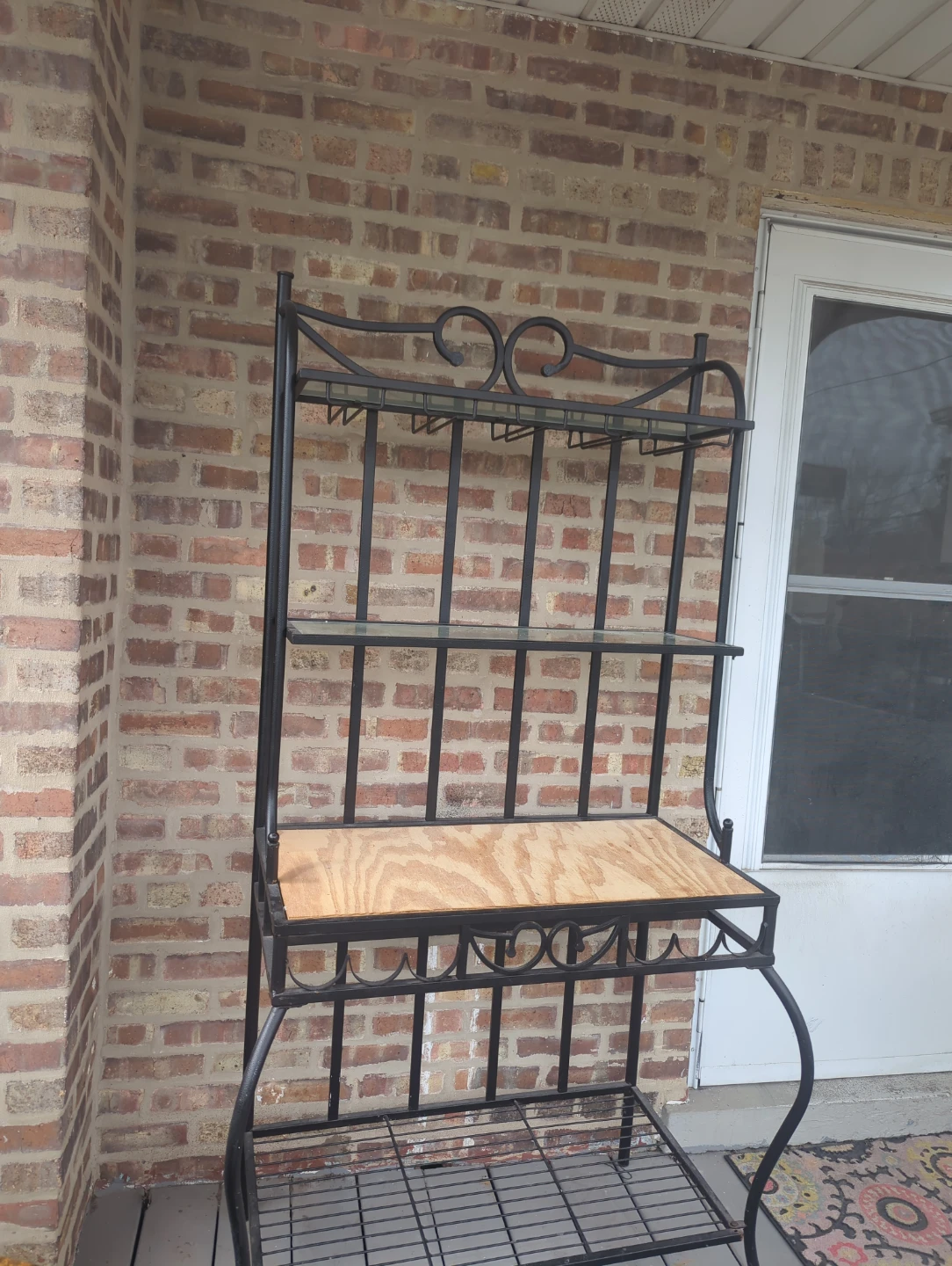 Black Metal Baker's Rack with Glass Shelves - photo 2