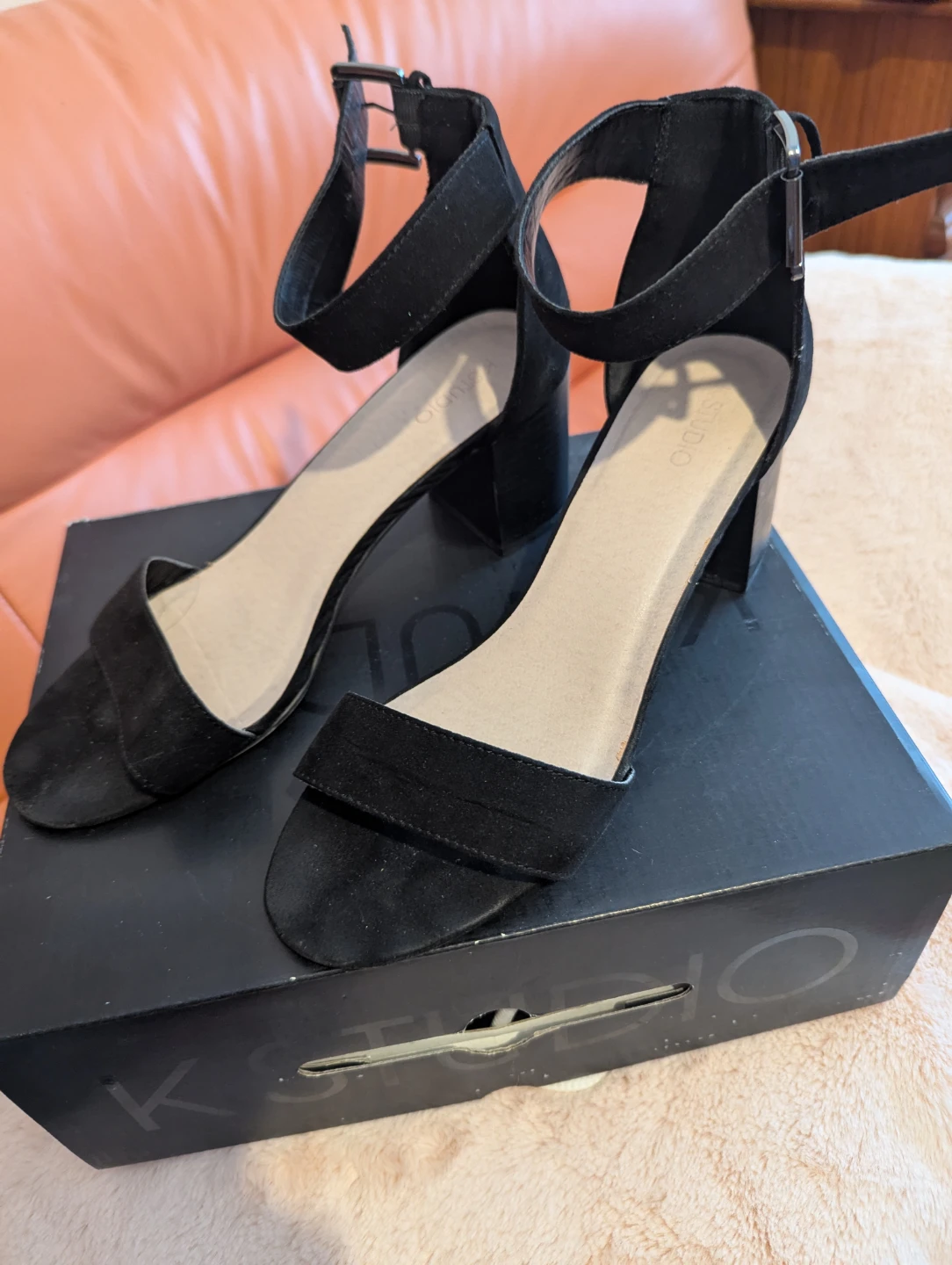 Black Studio Ankle Strap Block Heels - photo 2