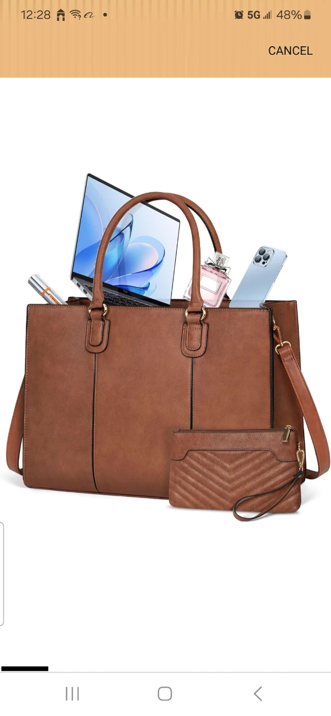 NUBILY Work Laptop Bag for Women - Brown