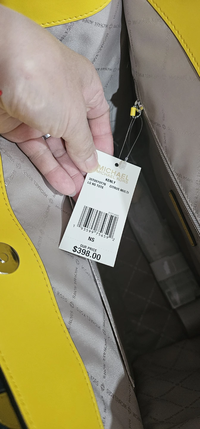 Michael Kors Kenly LG NS Tote Bag - White/Yellow - photo 4