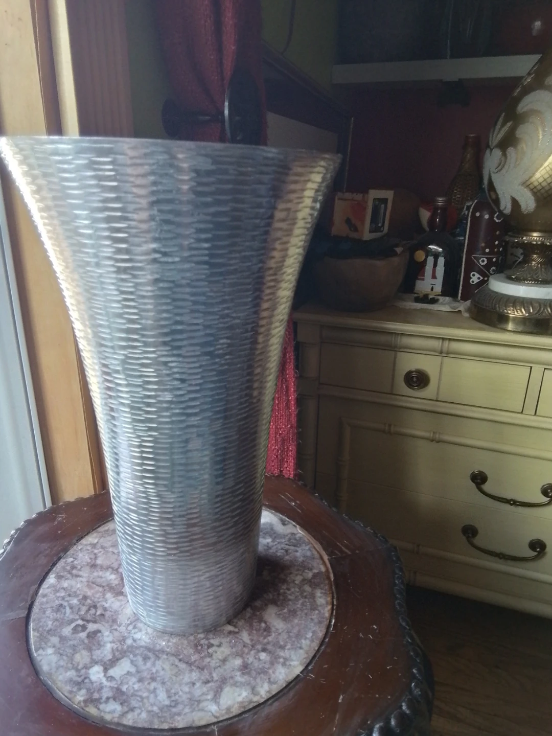 Elegant Hammered Metal Statement Vase 10.5"