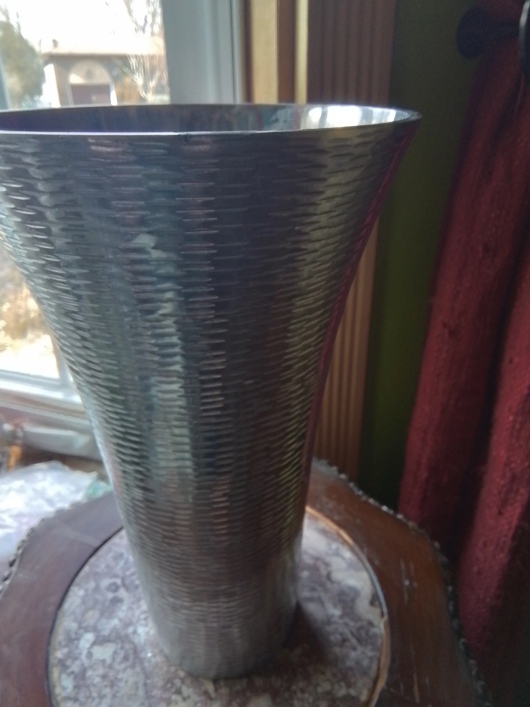 Elegant Hammered Metal Statement Vase 10.5" - photo 2