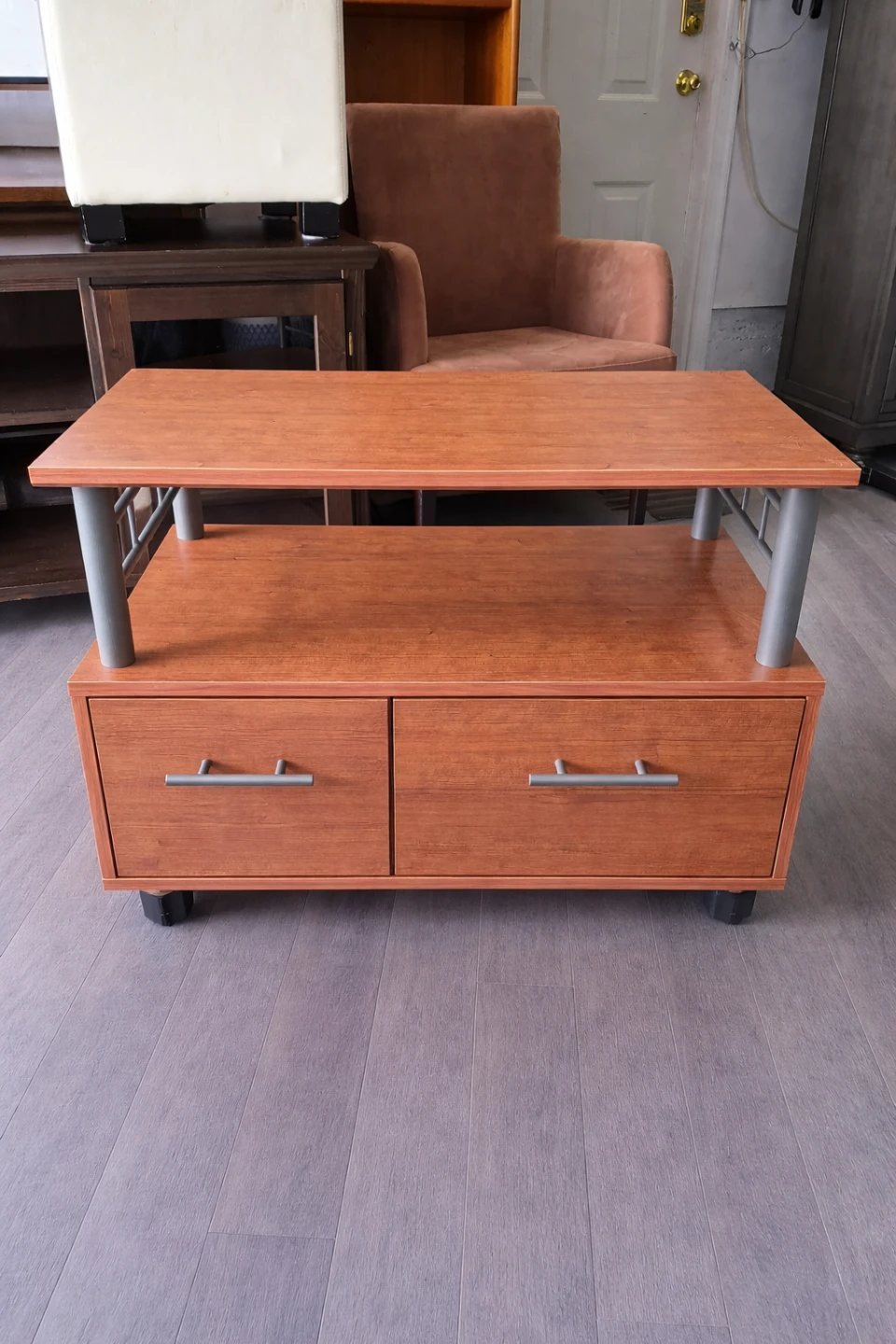 Wooden TV Stand with Drawer and Cabinet