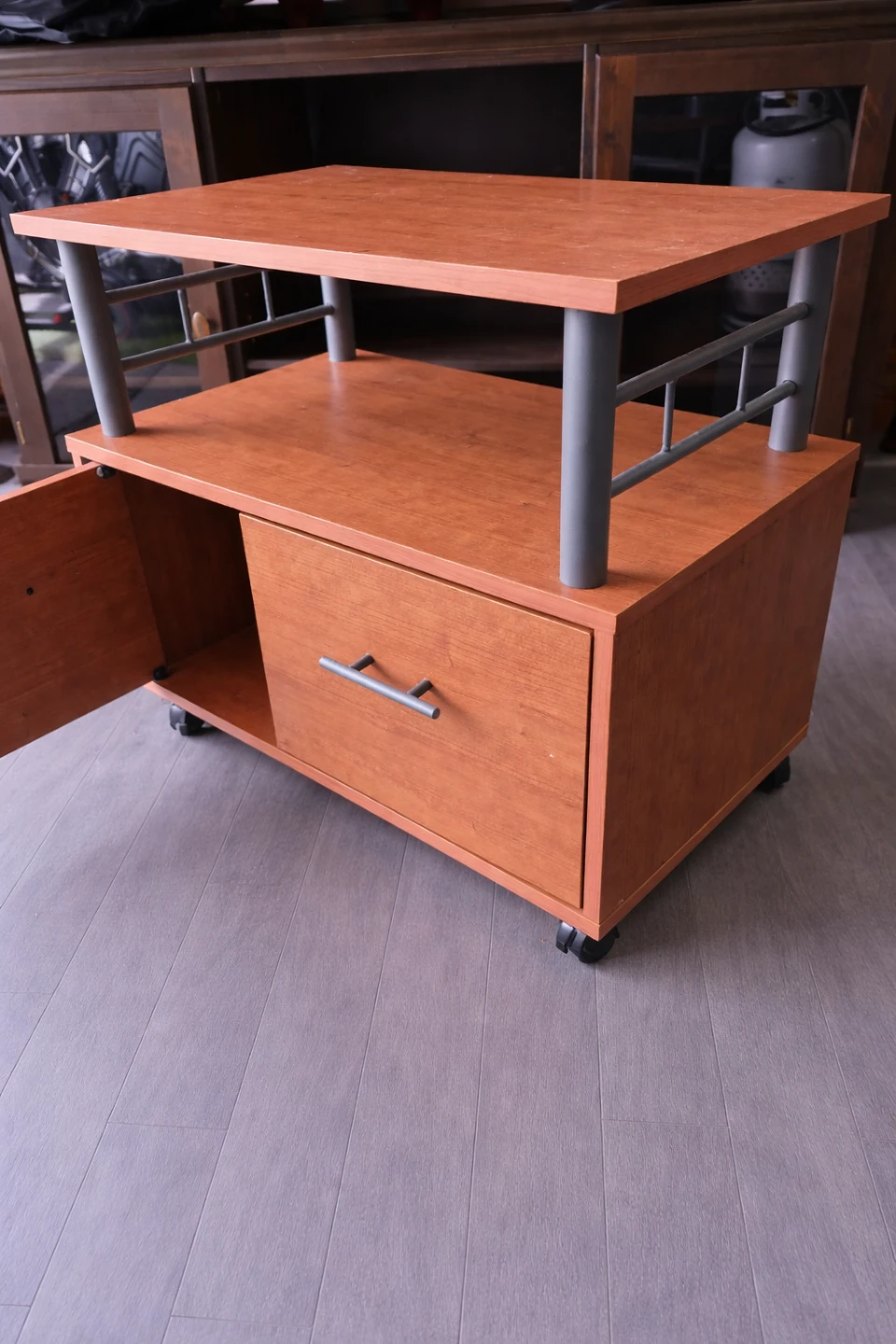 Wooden TV Stand with Drawer and Cabinet - photo 3