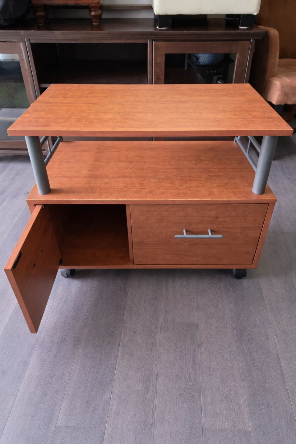 Wooden TV Stand with Drawer and Cabinet - photo 4
