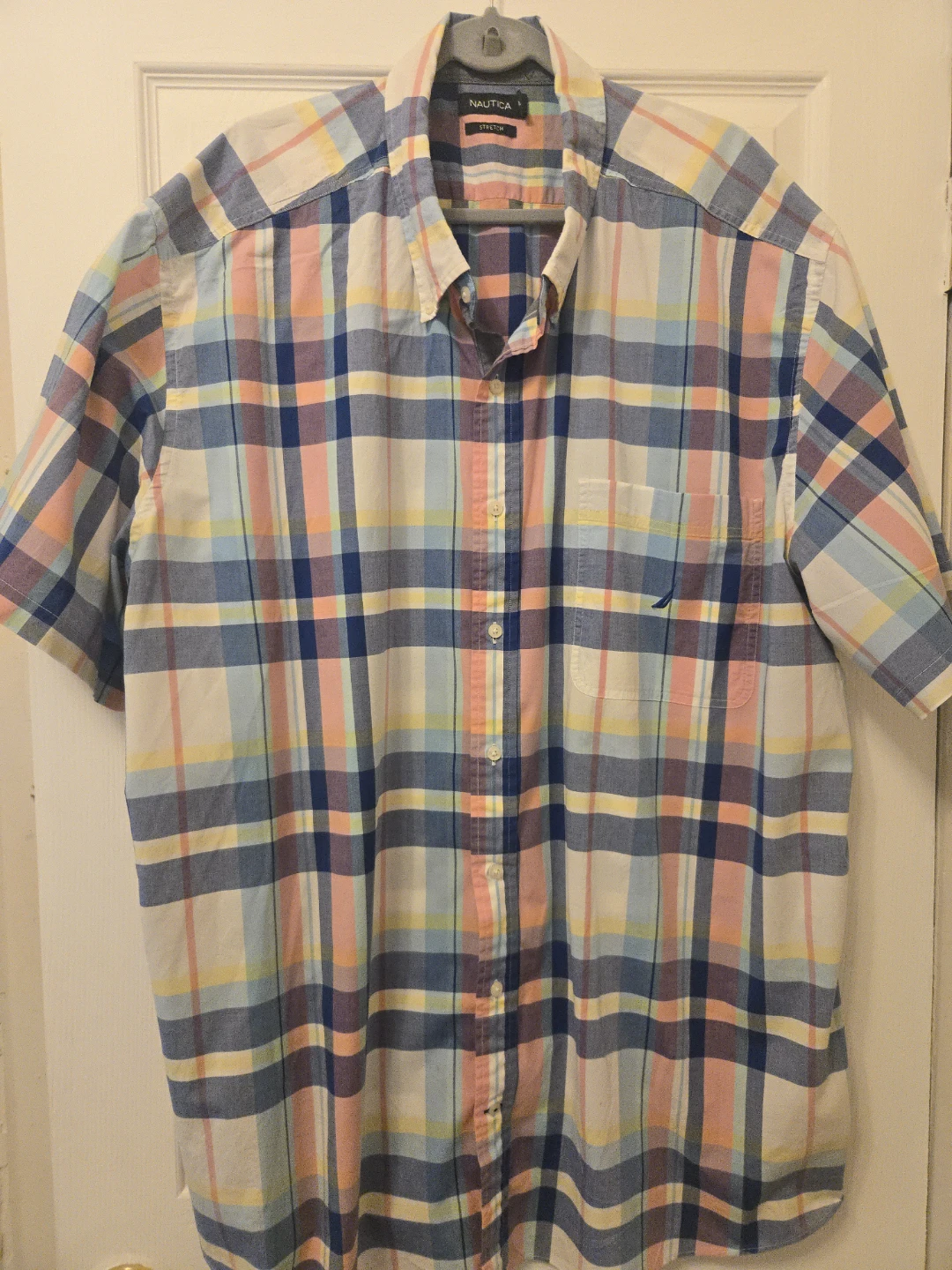 Nautica Men's Plaid Short Sleeve Button Up Shirt XL