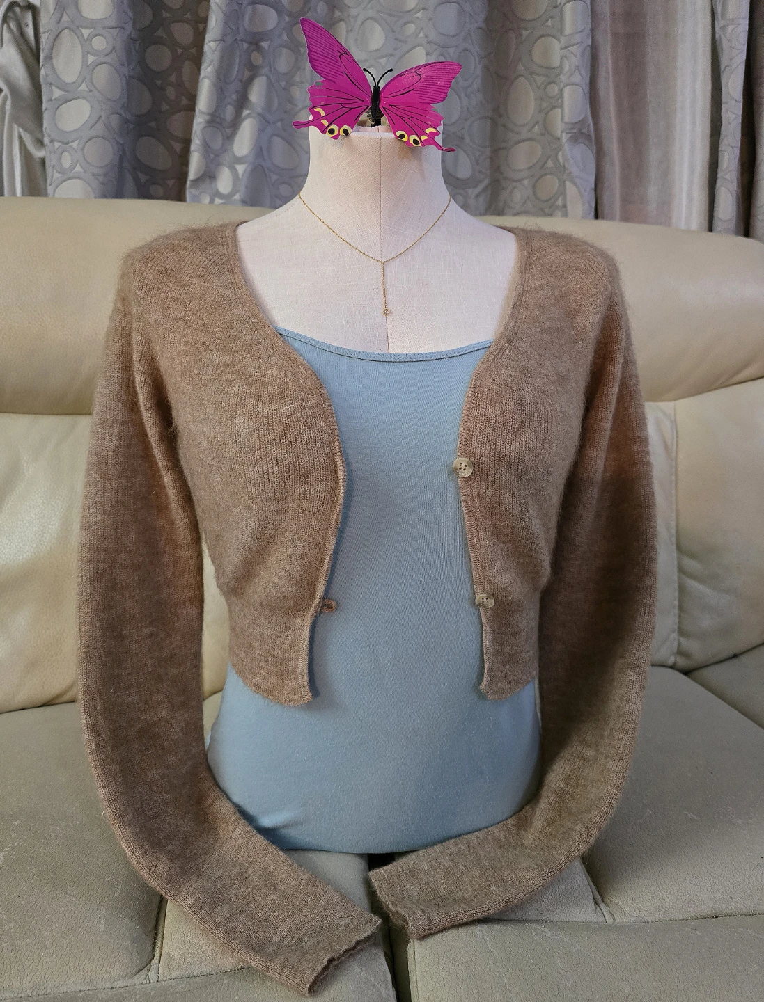 Jacquemus Brown Knit Cropped Cardigan Size 38 - photo 4