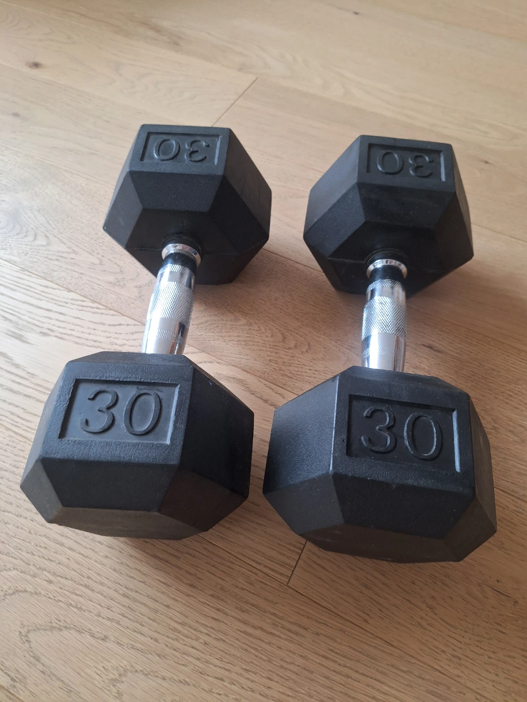 Pair of 30lb Hex Dumbbells