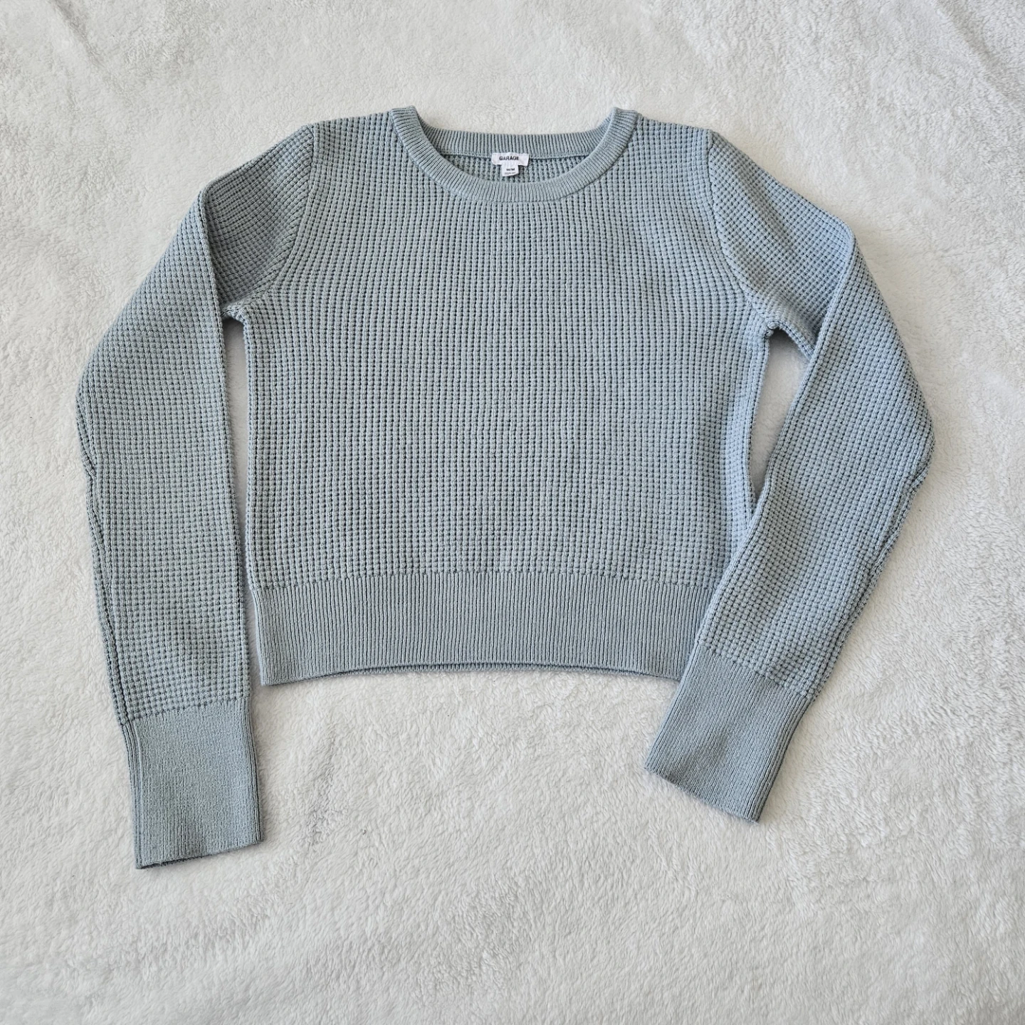 Garage Light Blue Waffle Knit Sweater - M