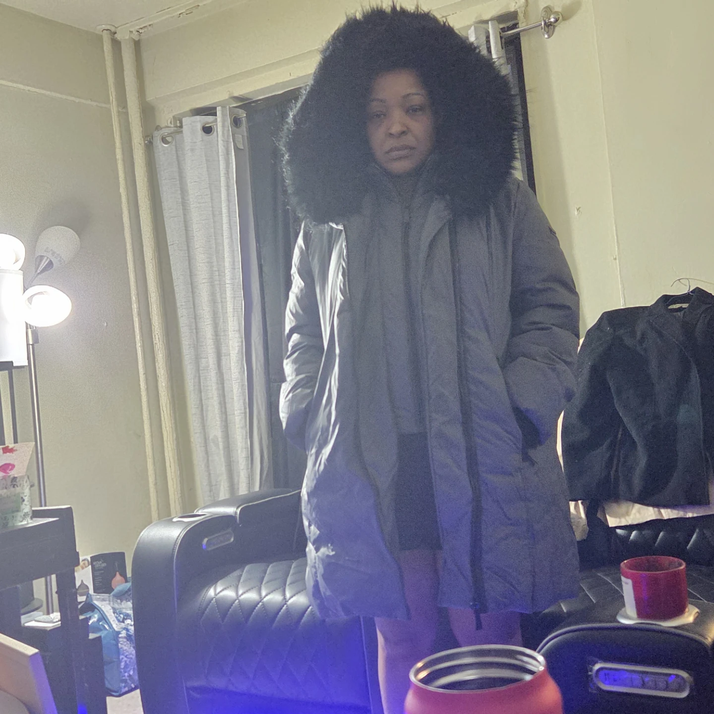 DKNY Puffer Coat with Fur Hood - Size XXL - photo 3