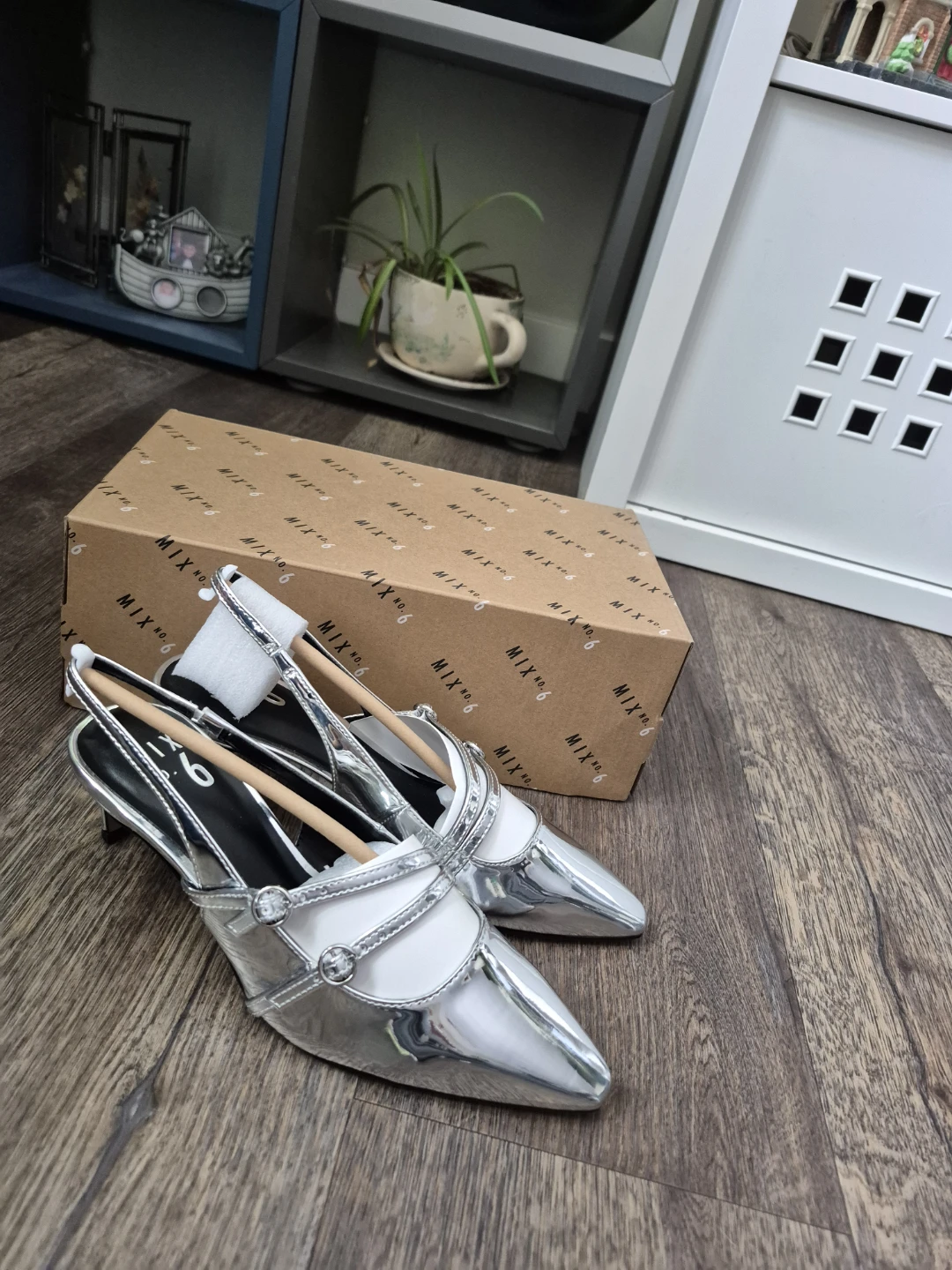 New Women MIX.NO.6 Silver Slingback Heels Size 5.5 - photo 4