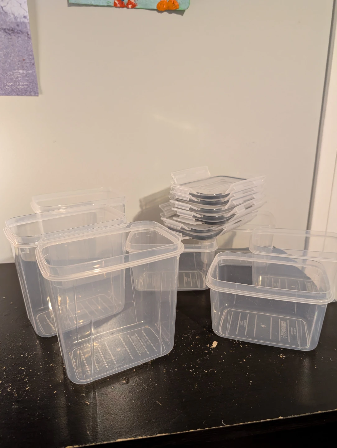 Set o f 7 Clear Food Storage Containers with Labels
