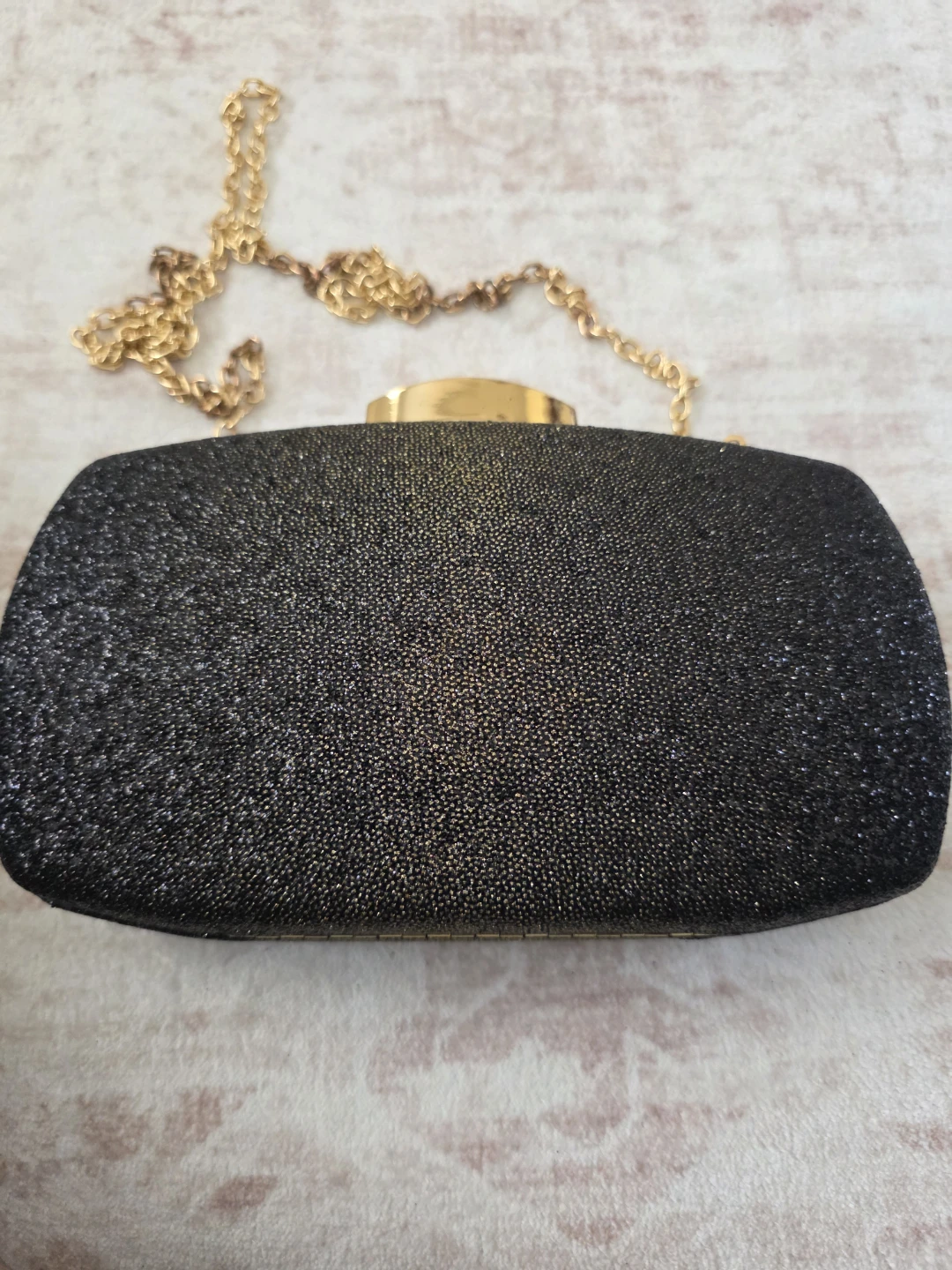 Sparkly Black Clutch with Gold Chain